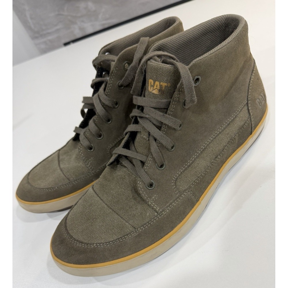 CAT Caterpillar Woodward Mid Mens 11 Olive Green Canvas Casual Shoes Sneaker